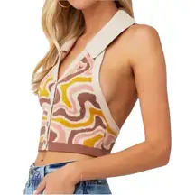 NWOT The Kript Swoosh Knit Wool Blend Crop Halter Women’s Size M/L