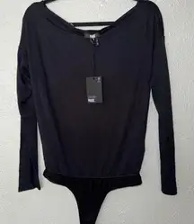 NWT Paige Women's Black Boat Neck Long Sleeve Bodysuit Size Small