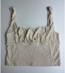 Wilfred‎ Free Ruched Cropped Tank Top Beige Sleeveless Casual Basic Cute
