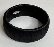 FURLA Wide‎ Chunky Bangle Bracelet Fabric Lined Black