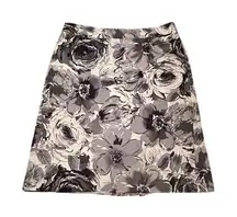 Van Heusen Studio‎ Floral Lined Skirt Gray Scale 100% Cotton Women's Size 2