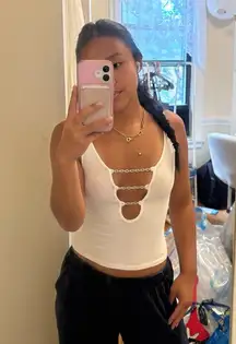 Emma & Sam White Chain Accent Tank Top