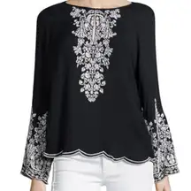 Love Sam black boho‎ embroidered blouse
