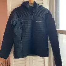 Eddie Bauer Jacket Womens Medium Black Hooded First Ascent StormDown 800 Puffer