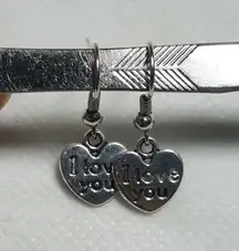 I Love you Silver Plated charms Earrings