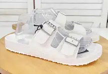 Madden NYC Pearl Covered Double Strap Slide Sandals White 10