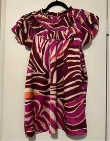 Bibi Showstopper Fuchsia Animal Print Flutter Sleeve Top size L