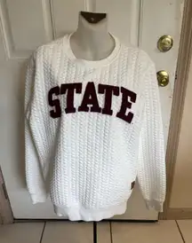 Med Three Square Mississippi State Bulldogs Quilted long Sleeve Pullover Sweatshirt