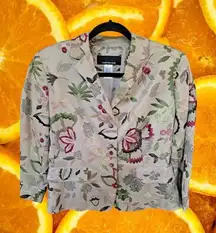 JONES New‎ York Tan, Green and Pink Floral Blazer Size 8