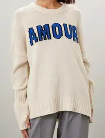 Zadig & Voltaire Malta Amour
Cream Blue Varsity Wool Crewneck Sweater Size Large