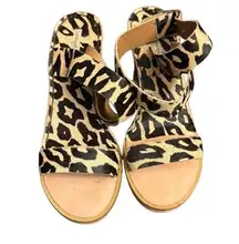 Diane Von Furstenburg Leopard Print Real Fur Shoes Size 8