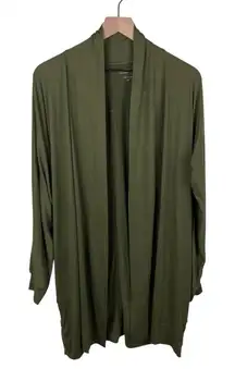 Comfort Code by Cuddl Duds Button Hem Open Front Cardigan Size Medium Dark Olive