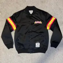 Men's Mitchell & Ness x The Hundreds Black Satin Full-Snap Jacket Medium