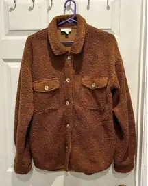 Wishlist Womens Small/Medium Brown Teddy Shacket‎ Oversized Shirt