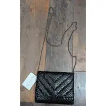 Vintage Gunne Sax Black Metal Mesh Evening Bag Clutch w/ Chain Strap