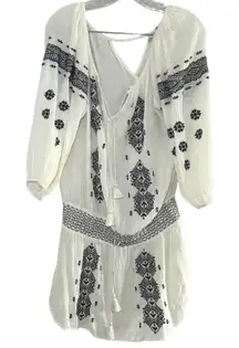 Denim and Supply Ralph Lauren Cream Embroidered‎ Dress Bohemian Tunic Mini M/M