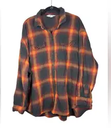 Taylor Swift Old Navy Flannel Shirt XXL Orange Plaid Boyfriend Evermore