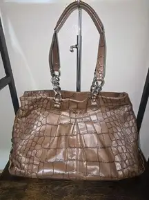 Coach  Vintage Tan Crocodile Leather Chain Handles Shoulder Bag