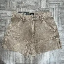 NEW  Brown Corduroy Hi Rise Carpenter Shorts Size 28