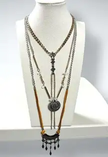Free People Can't Stand The Rain Layered Necklace NWT Bohemian Charm Suede Chain