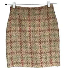 VTG Forenza Mohair Wool Plaid Tweed Pencil Skirt‎ Size 6