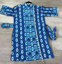 Bella Tu blue ikat belted shirtdress