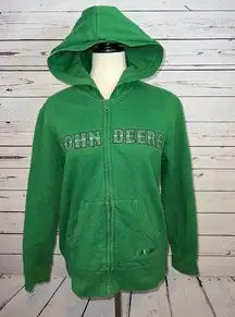 John Deere Hoodie Full Zip Rhinestones Sweatshirt Small 4 6 Spell Out Green Logo