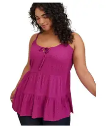 Torrid Womens‎ Purple Tiered Cami Swiss Dot Crinkle Gauze Top Adjustable Sz 4X