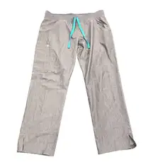 Figs Gray Kade Cargo Joggers with Teal Drawstring