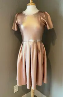 LuLaRoe Shimmering Rose Gold Pink Mini Dress