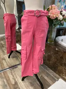 Pink Cargo Stretch Pants
