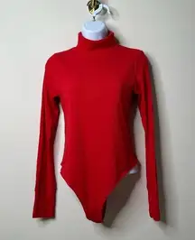 Aerie Red Long Sleeve Ribbed Turtleneck Bodysuit Women's Medium