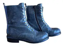 Jeffrey Campbell Tonette‎ Combat Croc Embossed Boot Grey Women's Size 10