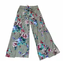 Floral Wrap Open Leg Palazzo Pants