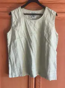Women's Sleeveless Top in Light Green 100% linen large