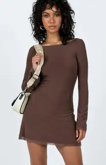 Lukea Long Sleeve Mini Dress Brown 