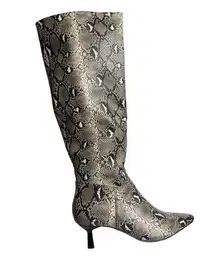 Madden Girl Snake Print Dicee Kitten Heel Knee High Boots Size 6.5 Wide Calf New