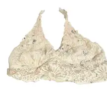 Victorias Secret Pink Size XS White Floral Lace Halter Bralette Top‎