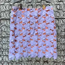 Milly of New York Purple Leaf Lace Applique Coral Underlay  Mini Skirt 3D Size 4
