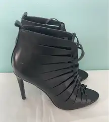 RARE ZARA HIGH HEEL Sandal  STYLE HEELED BOOTS EU 37size 6.5 Black‎