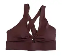Fabletics Oasis Twist Sports Bra Womens Size Small Burgundy Padded Pull Over NWT
