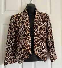 Bebe Blazer Size XXS Cropped Cheetah Leapord Print Career Workwear Party Holiday