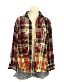 Abe Lincoln Drummer Plaid Flannel Shirt Shacket Medium Oversize One of Kind