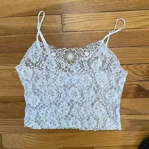 Frederick's of Hollywood  Lacy Sheer Cami Flower Applique Twee Whimsy Size S