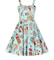 Queen of Holloway Frida Kahlo Print Retro A-Line Dress Size Small