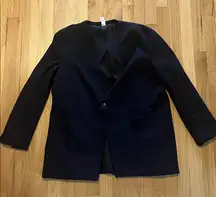 Spanx Navy Blue The Perfect Collarless Blazer Sz L
