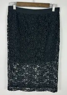 Jessica Simpson Skirt Womens M Black Floral Crochet Lace Romantic Elegant Boho‎