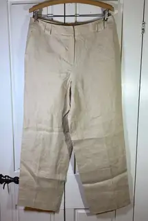 Talbots Petites Irish Linen Pants Beige Wide Leg Women Size 12 12P Church Office