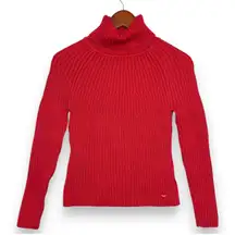 Vintage ESPRIT XS Red Cable Knit Long Sleeve Turtleneck Sweater Retro Romantic‎