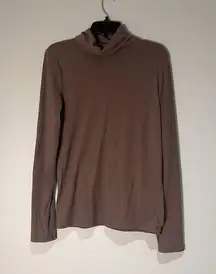 Madewell Womens Whisper Turtleneck Tee Forage Brown Cotton Long Sleeve Large